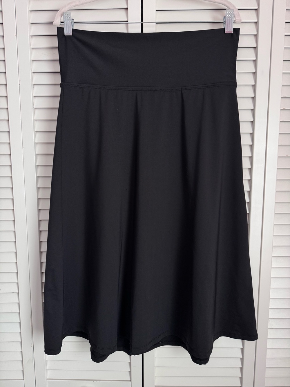 Title nine Foldover A-Line Midi Black Skirt Medium Stretchy Activewear Hiking